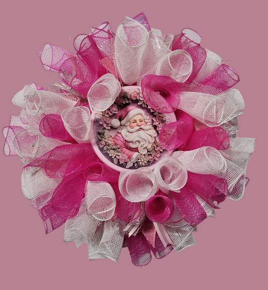 Pink and White Christmas Wreath