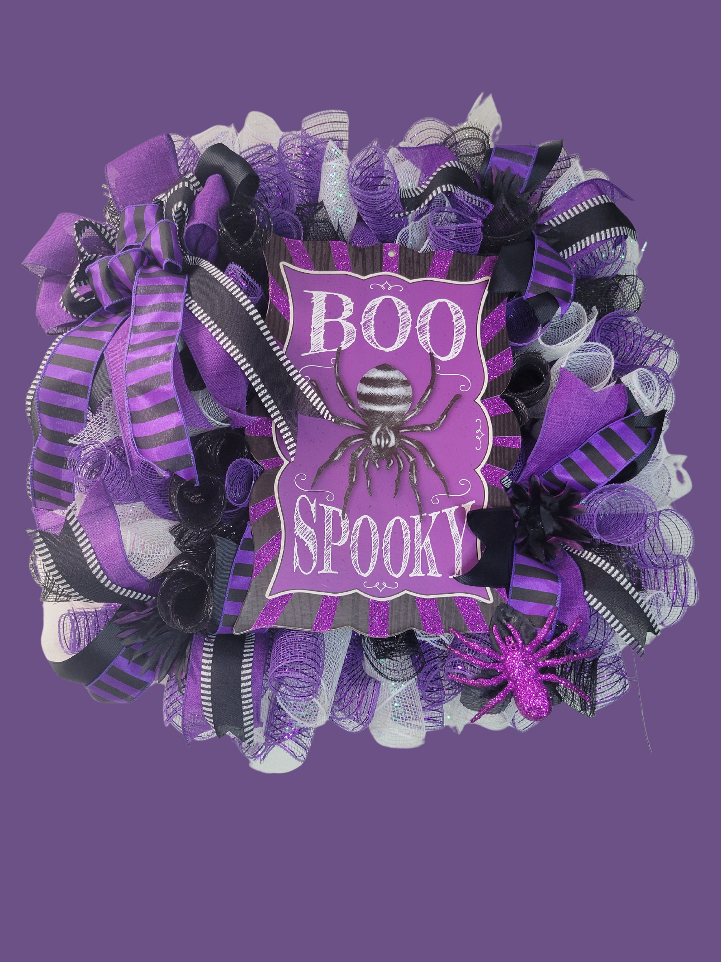 Purple Boo Spider Wreath